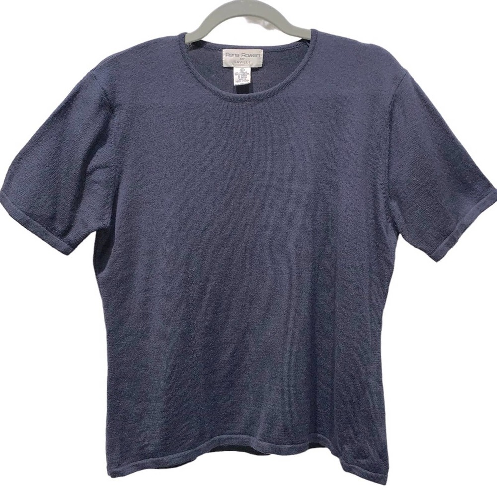 Rena Rowan - fine knit sweater, short sleeved, acrylic and lambs wool, size M